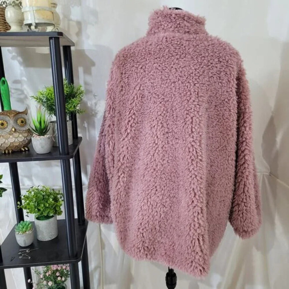 Suzanne Betro Weekend Pink Blush Sherpa Fleece Quarter Zip Pullover Sweater - 1X - Picture 5 of 9